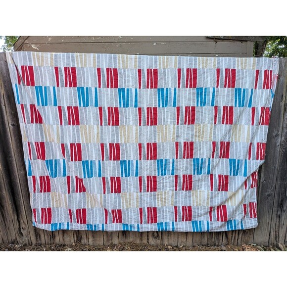 IKEA Other - IKEA DUVET Cover + Pillow Case Red Teal Tan Geometric LAPPLJUNG RAND Full Queen